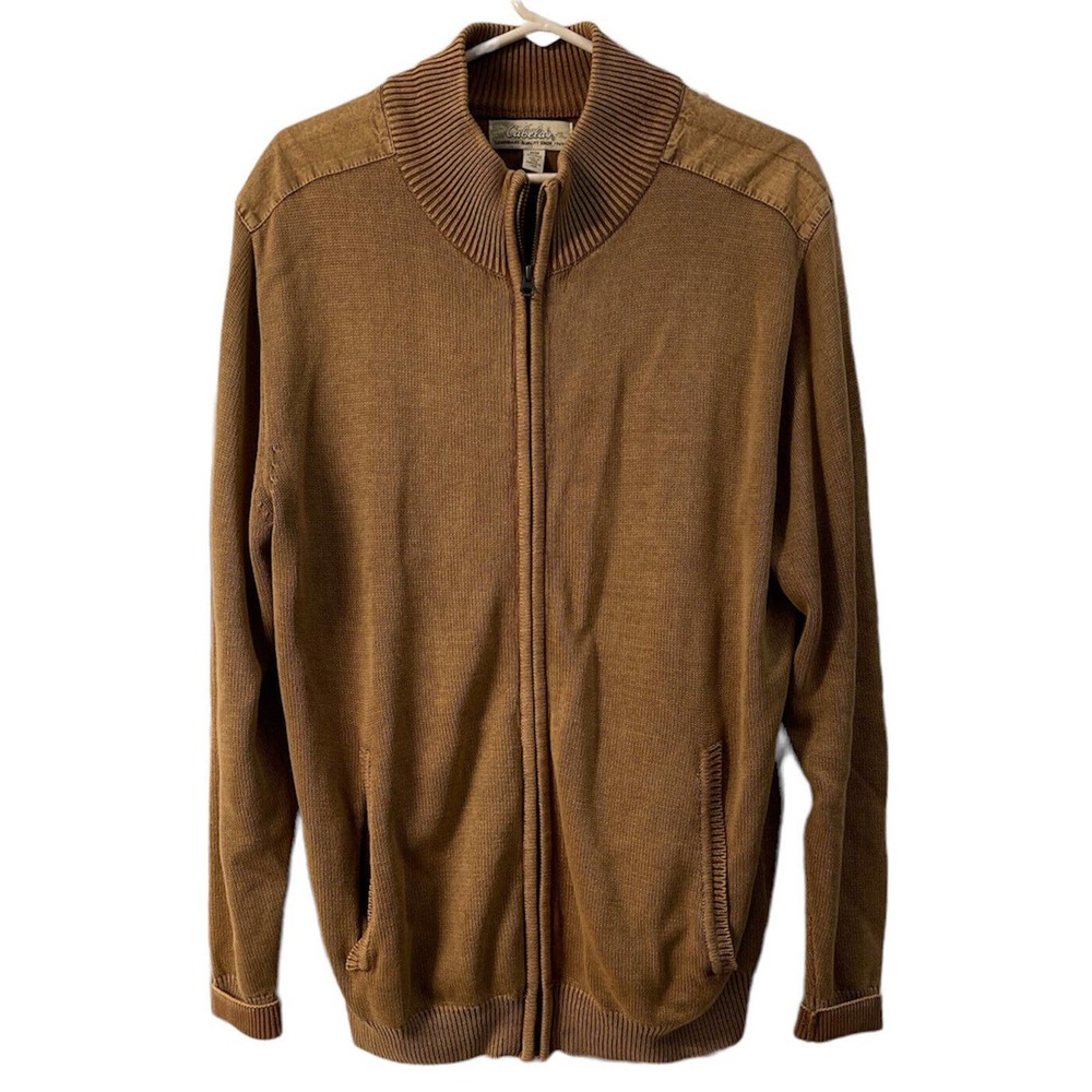 Cabela's Sweater Mens Size L Zip Up Long Sleeve Mock Neck